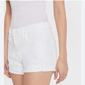 MOTHER DENIM the rascal slit flip short in glass slippers. Size:26